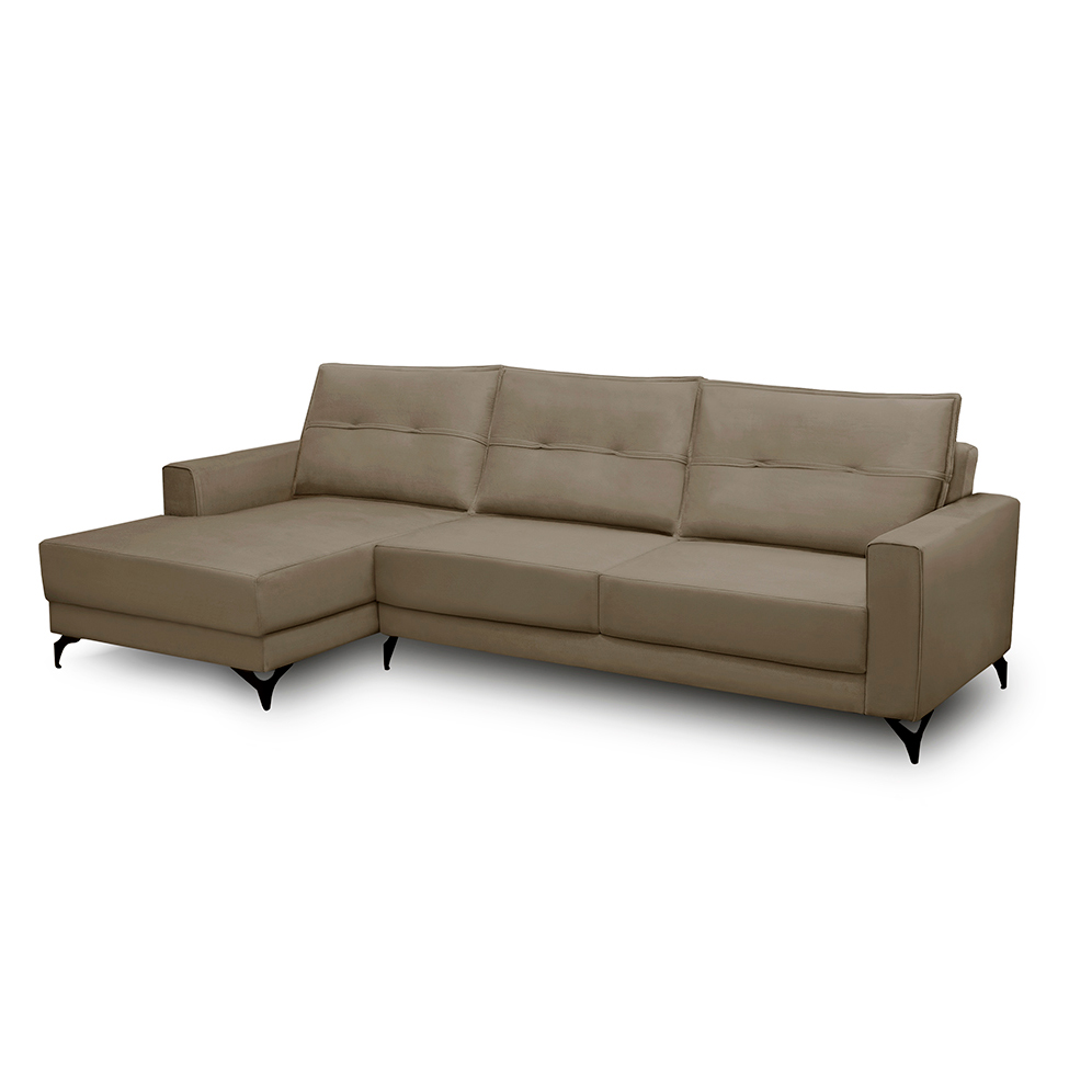 Sofá 5 Lugares Heros com Chaise Esquerdo Veludo Castor