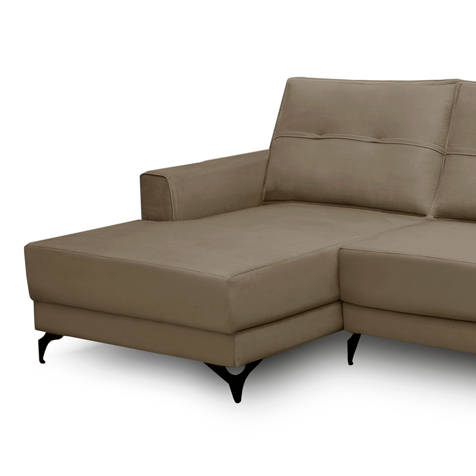 Sofá 5 Lugares Heros com Chaise Esquerdo Veludo Castor