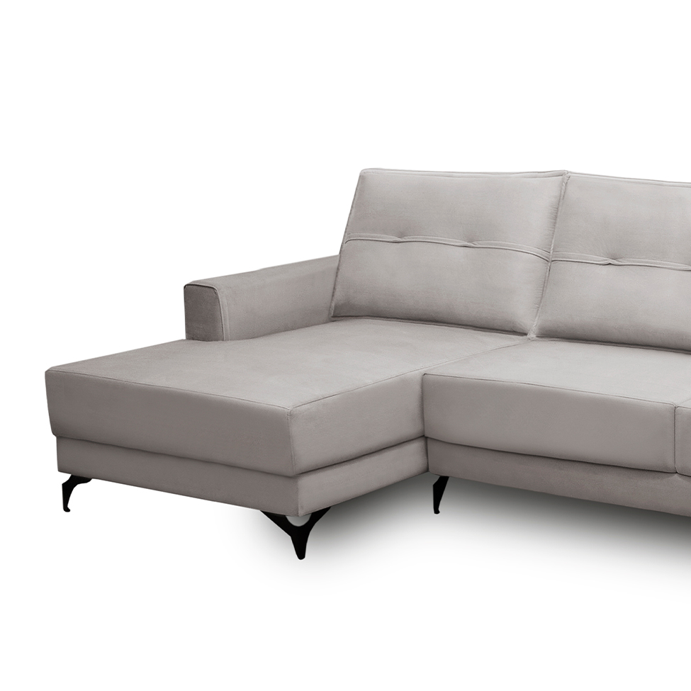 Sofá 5 Lugares Heros com Chaise Esquerdo Veludo Prata