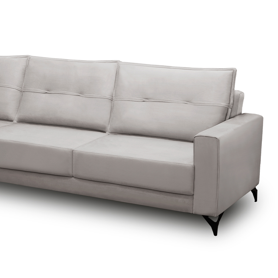 Sofá 5 Lugares Heros com Chaise Esquerdo Veludo Prata