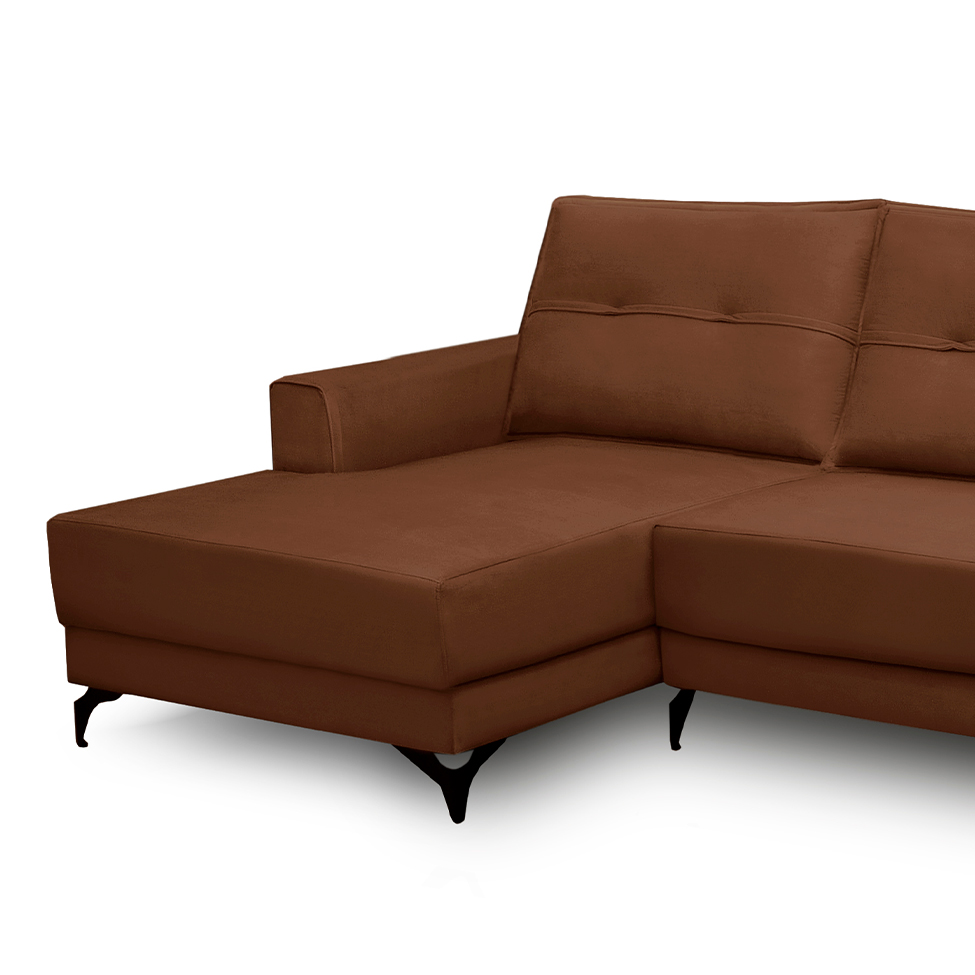 Sofá 5 Lugares Heros com Chaise Esquerdo Veludo Terracota