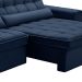 Sofá 5 Lugares Retrátil e Reclinável Alasca Veludo Azul