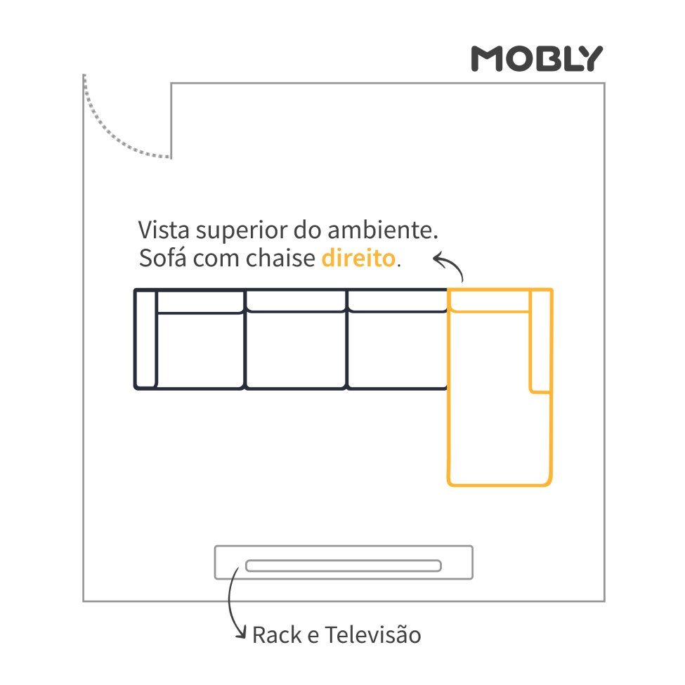 Sofá 5 Lugares Retrátil e Reclinável Arezzo com Chaise Direito Veludo Castor