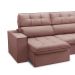 Sofá 5 Lugares Retrátil e Reclinável Arezzo com Chaise Direito Veludo Rosê
