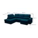 Sofá 5 Lugares Retrátil e Reclinável Arezzo com Chaise Esquerdo Veludo Azul