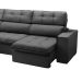 Sofá 5 Lugares Retrátil e Reclinável Arezzo com Chaise Esquerdo Veludo Chumbo