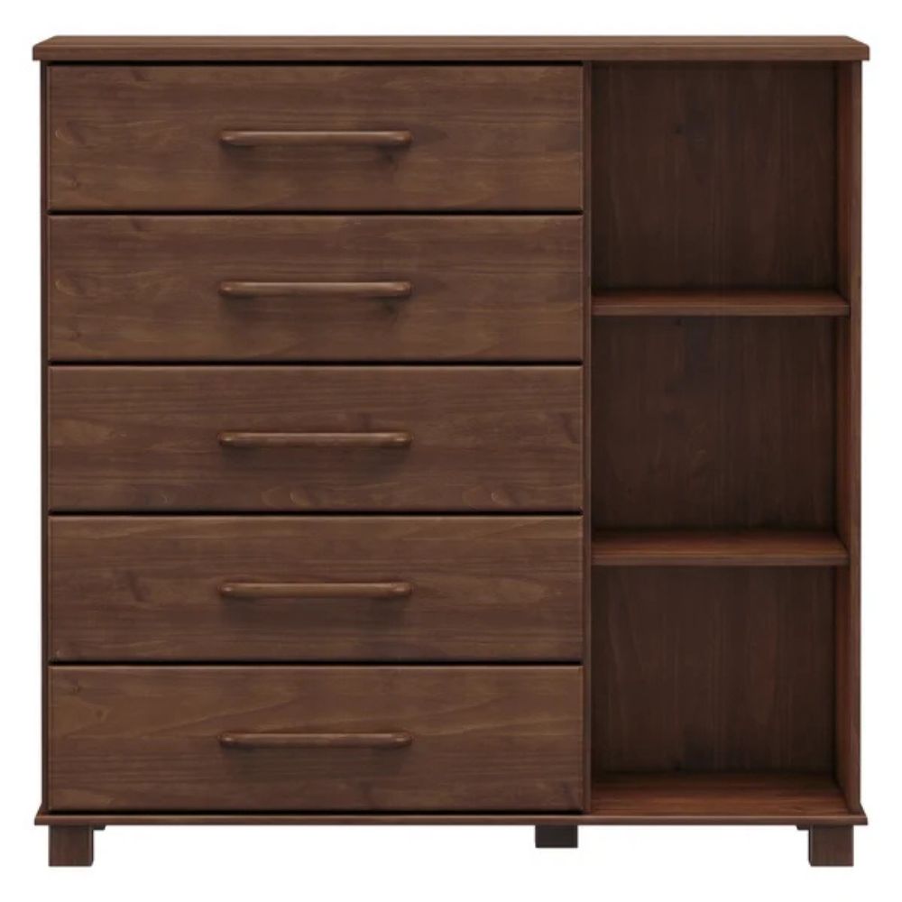 Cômoda 5 Gavetas e 1 Porta Ouro - Café