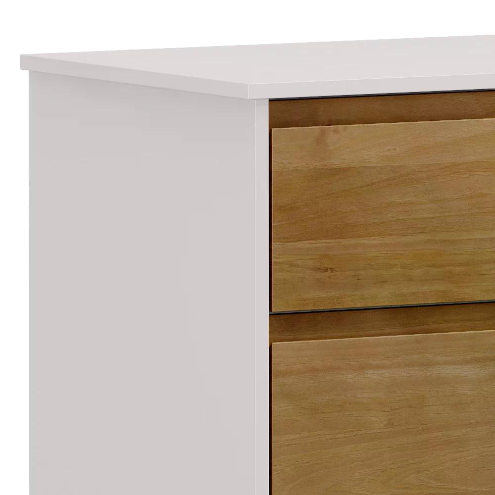 Comoda 4 Gavetas Corrediças Telescopicas MDF/Madeira Maciça 2801 Prata Off White Freijo FNT