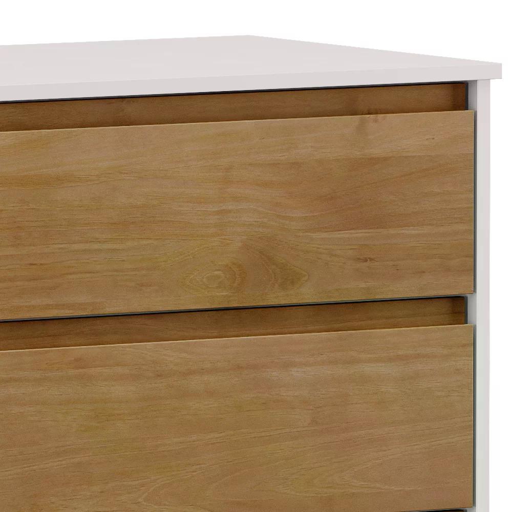 Comoda 4 Gavetas Corrediças Telescopicas MDF/Madeira Maciça 2801 Prata Off White Freijo FNT