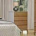 Comoda 4 Gavetas Corrediças Telescopicas MDF/Madeira Maciça 2801 Prata Off White Freijo FNT