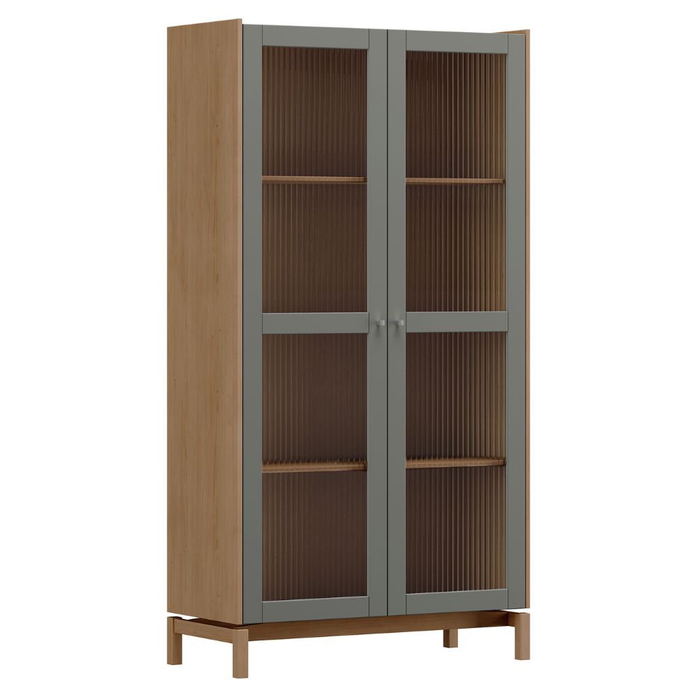 Cristaleira 190cm 2 Portas Barcelona - Oak e Ferrolack