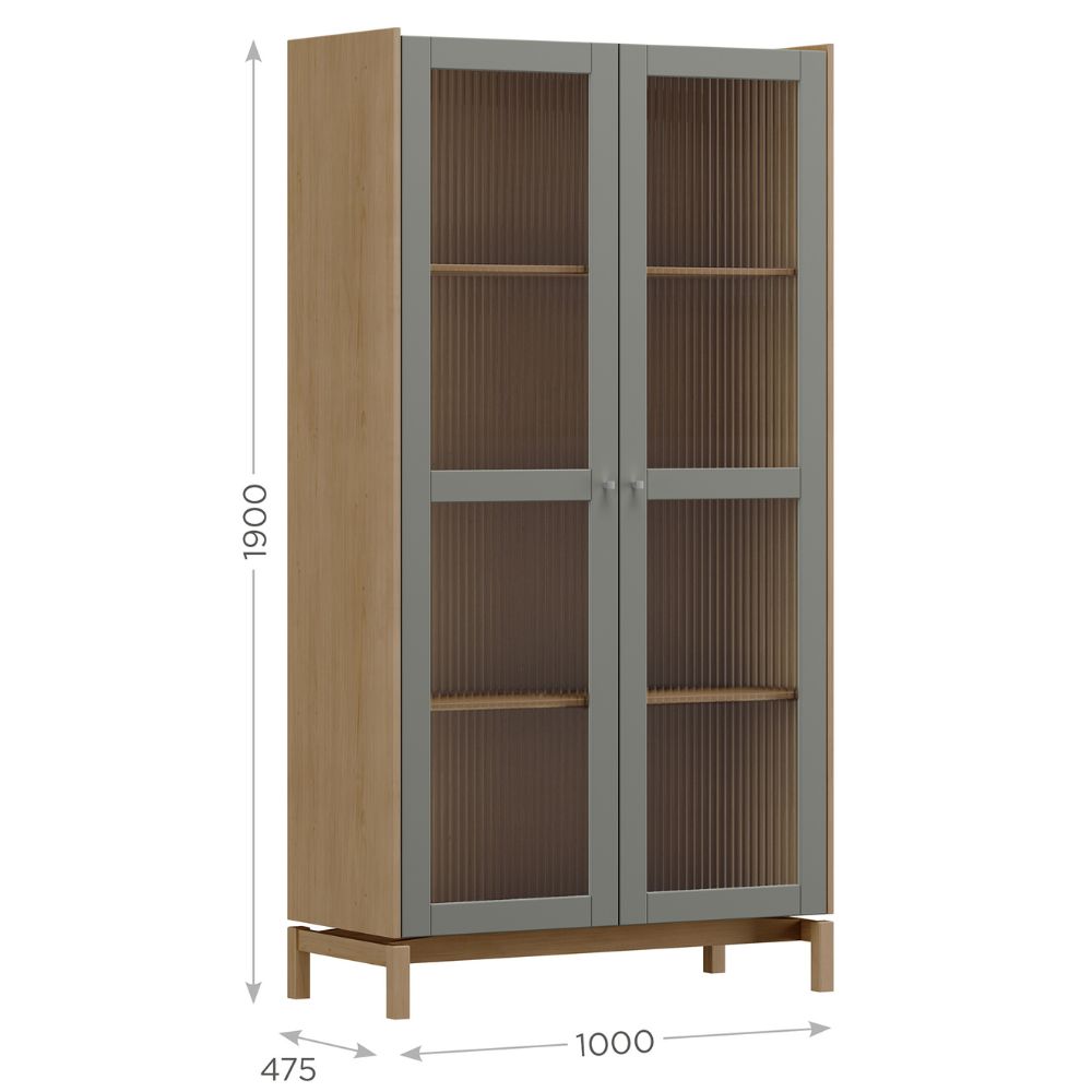 Cristaleira 190cm 2 Portas Barcelona - Oak e Ferrolack