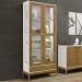 Cristaleira 2 Portas Com Vidro Em MDF/Madeira Maciça 2905 Milao Off White Freijo FNT