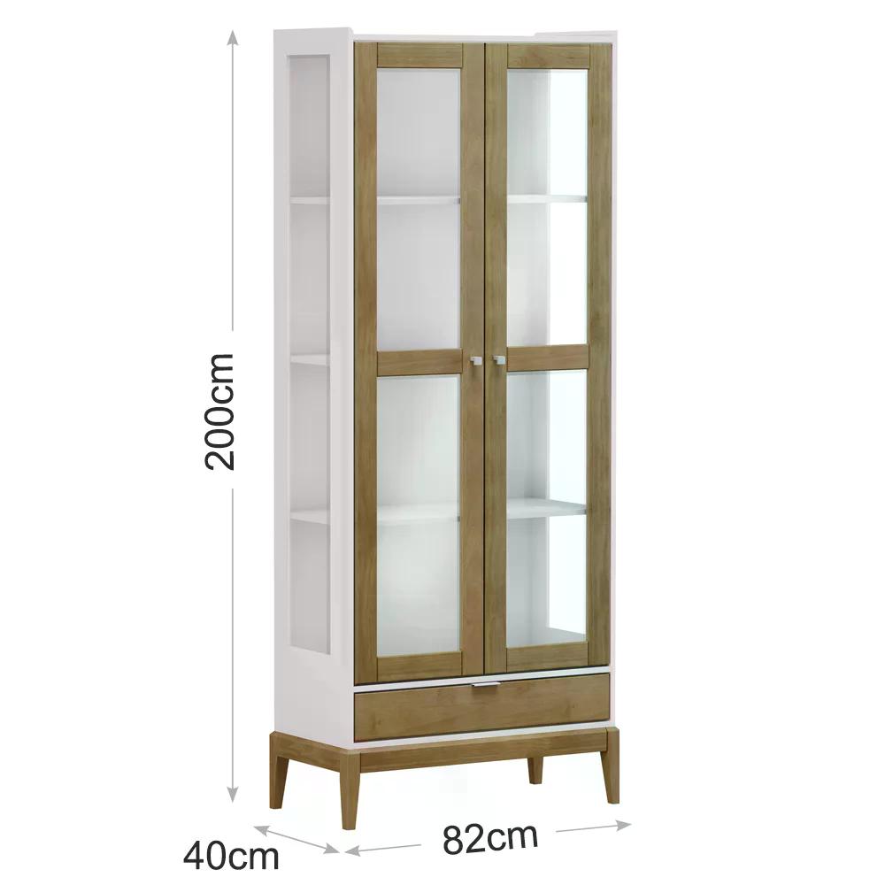 Cristaleira 2 Portas Com Vidro Em MDF/Madeira Maciça 2905 Milao Off White Freijo FNT