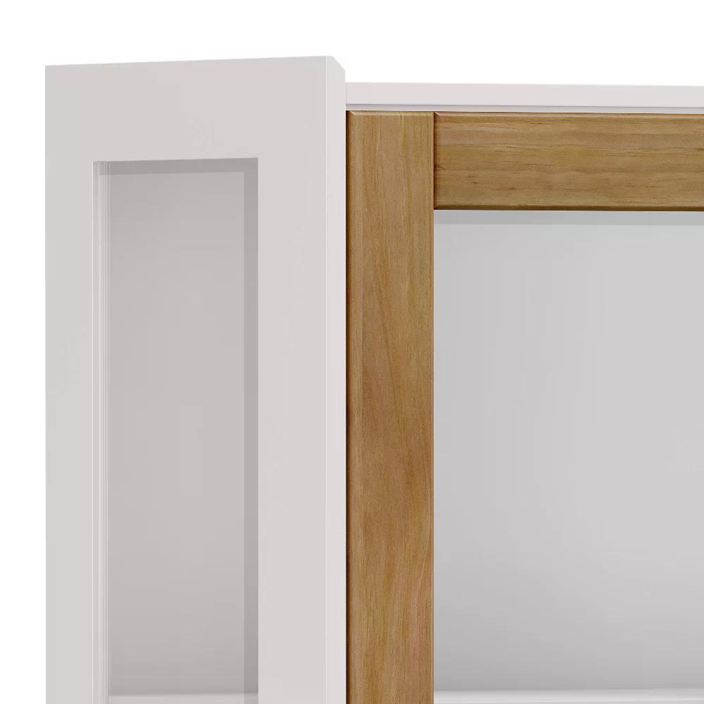 Cristaleira 2 Portas Com Vidro Em MDF/Madeira Maciça 2905 Milao Off White Freijo FNT