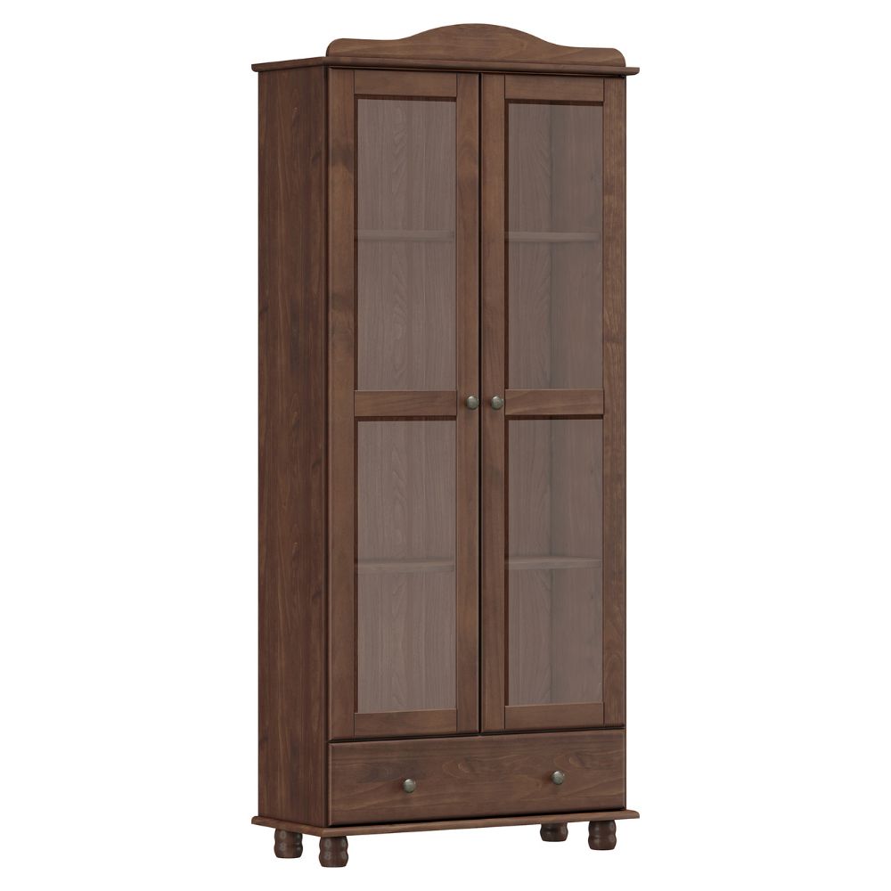 Cristaleira Vitrine 2 Portas e 1 Gaveta Rubi - Café