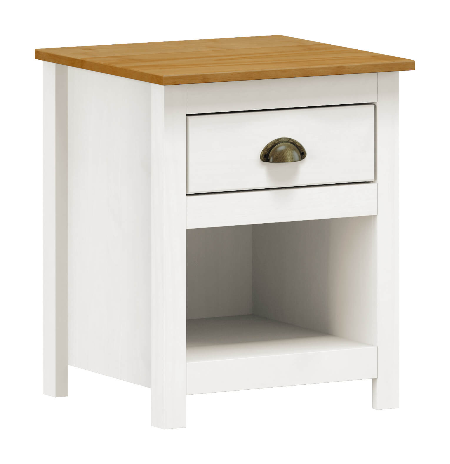 Mesa de Cabeceira Topázio 1 Gaveta Carvalho - Branco