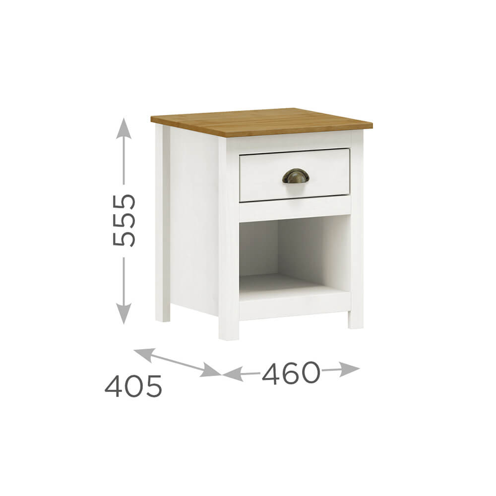 Mesa de Cabeceira Topázio 1 Gaveta Carvalho - Branco