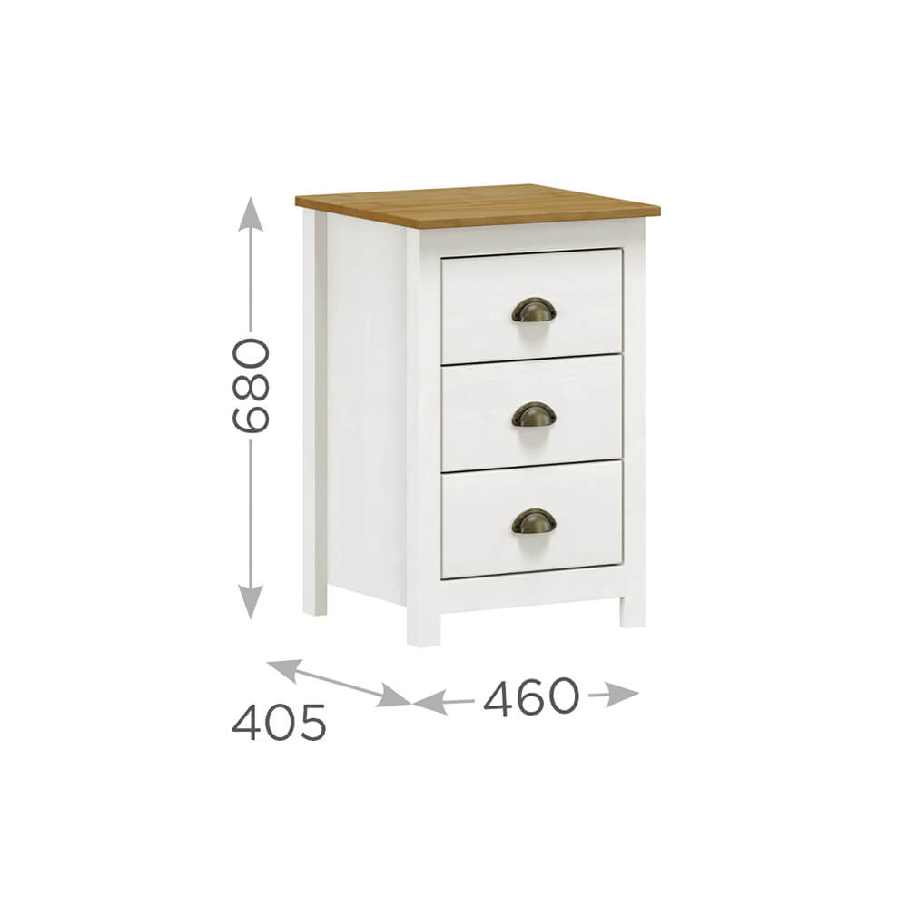 Mesa de Cabeceira Topázio 3 Gavetas Carvalho - Branco