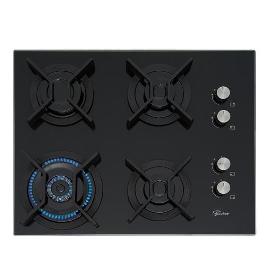 Cooktop Infinity à Gás Fischer 4 Bocas Grades em Ferro Fundido Tripla Chama Preto Bivolt