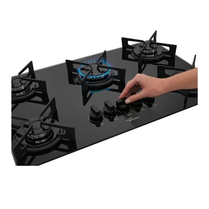 Cooktop a Gás Fischer 5 Bocas Fit Line Trempe Iron 36325