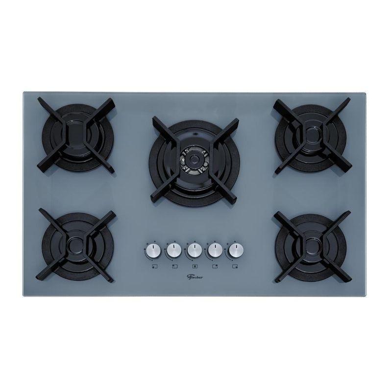 Cooktop a Gás Fischer 5 Bocas Tripla Chama Infinity Trempe de Ferro Fundido 82005 Cor Eiger