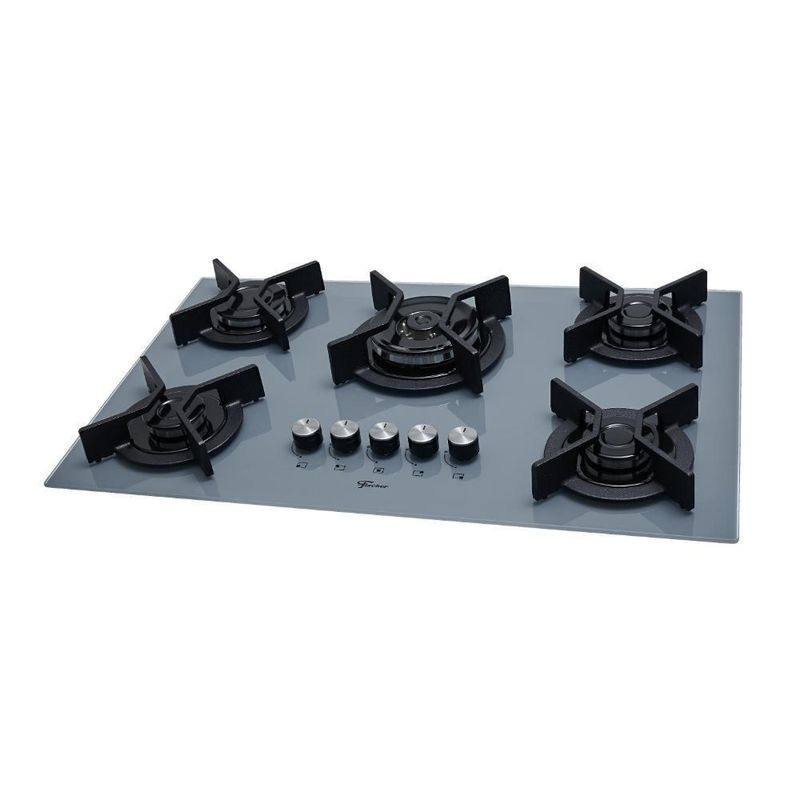 Cooktop a Gás Fischer 5 Bocas Tripla Chama Infinity Trempe de Ferro Fundido 82005 Cor Eiger