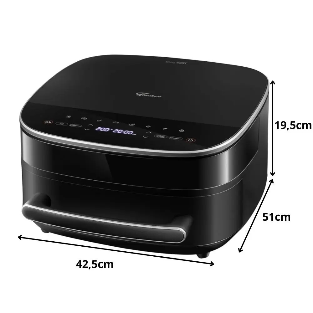 Fritadeira Air Fryer Elétrica Fischer Dual Grill 6L 2600W Antiaderente 220V