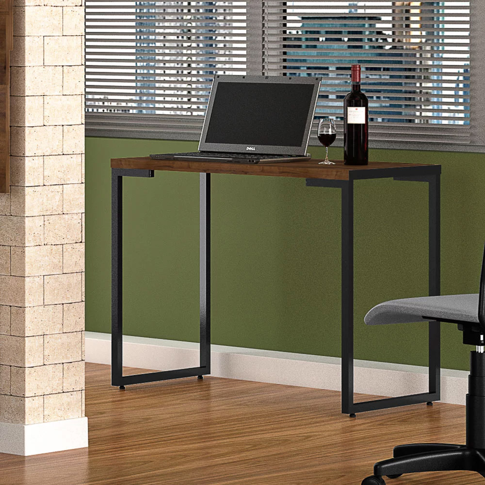Mesa de Escritório Estilo Industrial 120cm Porto M24 Castanho - Mpozenato