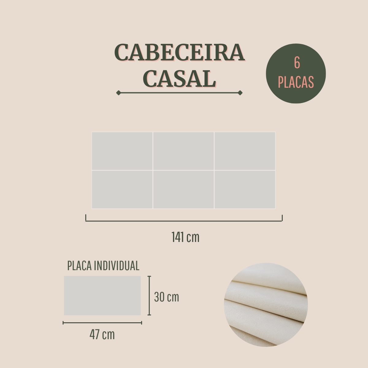 Cabeceira Casal Estofada Para Cama Box Kit 6 Placas Adesivas - Modelo Retangular  Suede Off White