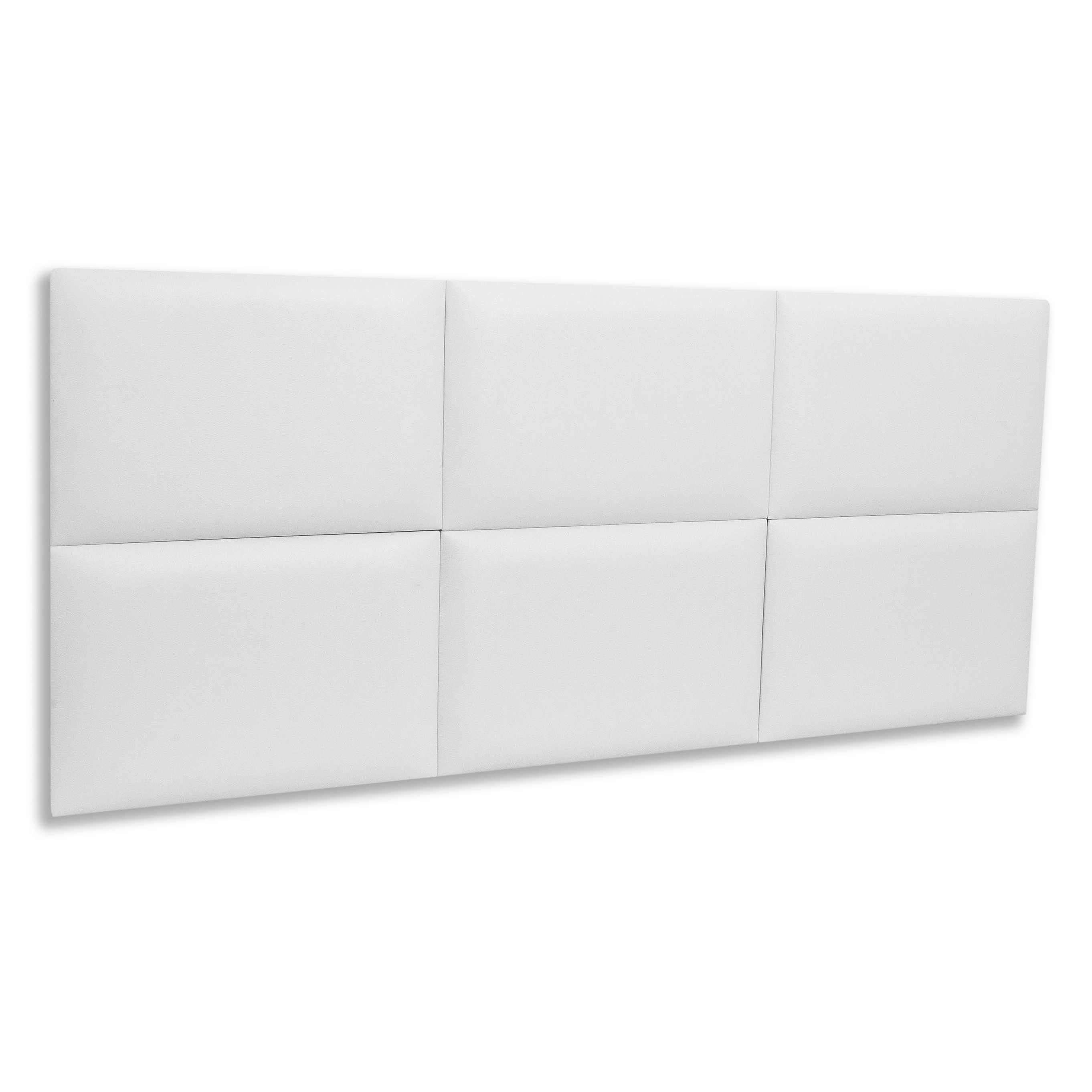 Cabeceira Casal Estofada Para Cama Box Kit 6 Placas Adesivas - Modelo Retangular Courino Branco