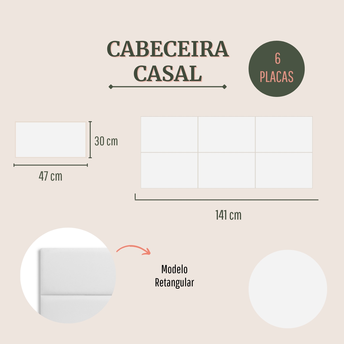 Cabeceira Casal Estofada Para Cama Box Kit 6 Placas Adesivas - Modelo Retangular Courino Branco