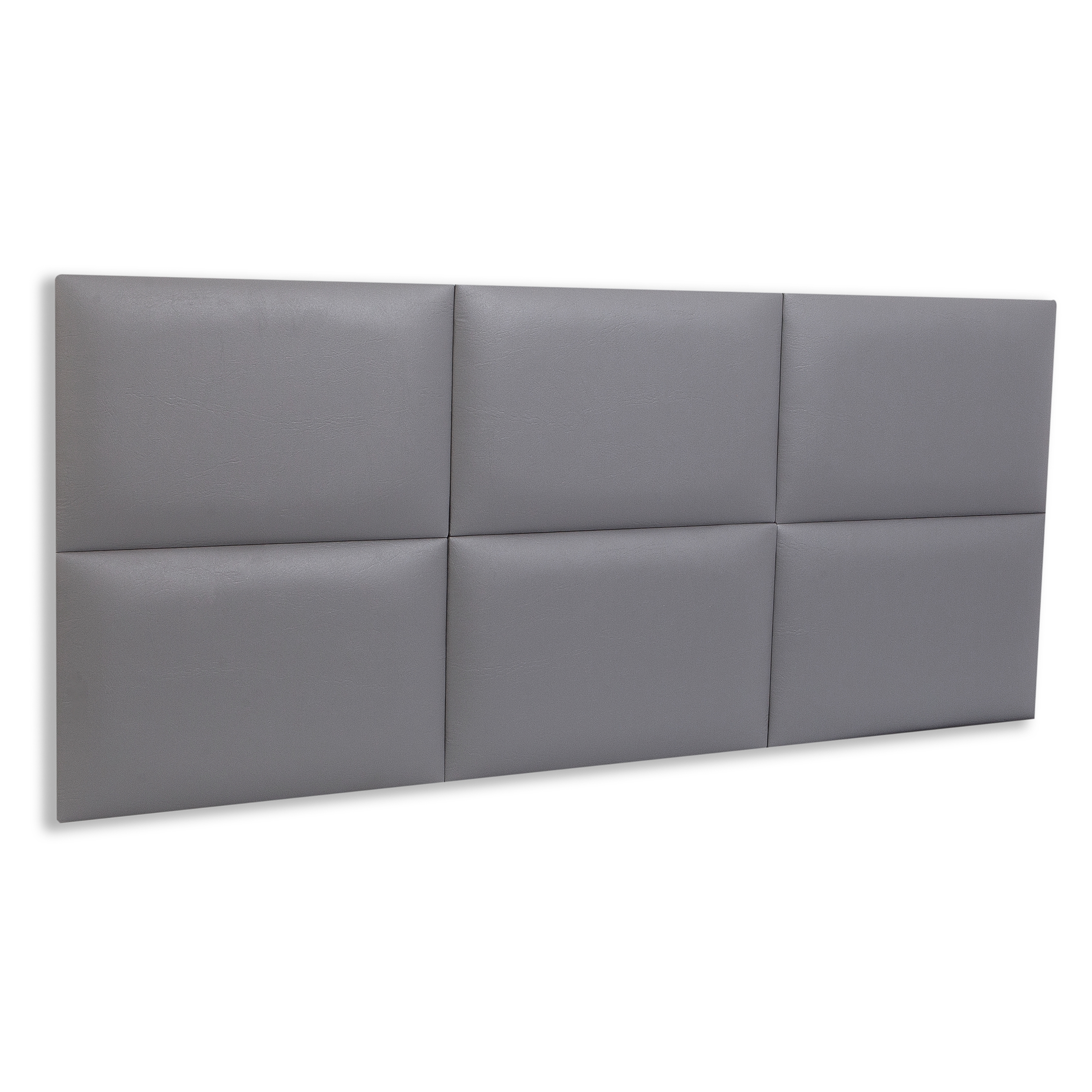 Cabeceira Casal Estofada Para Cama Box Kit 6 Placas Adesivas - Modelo Retangular Courino Cinza