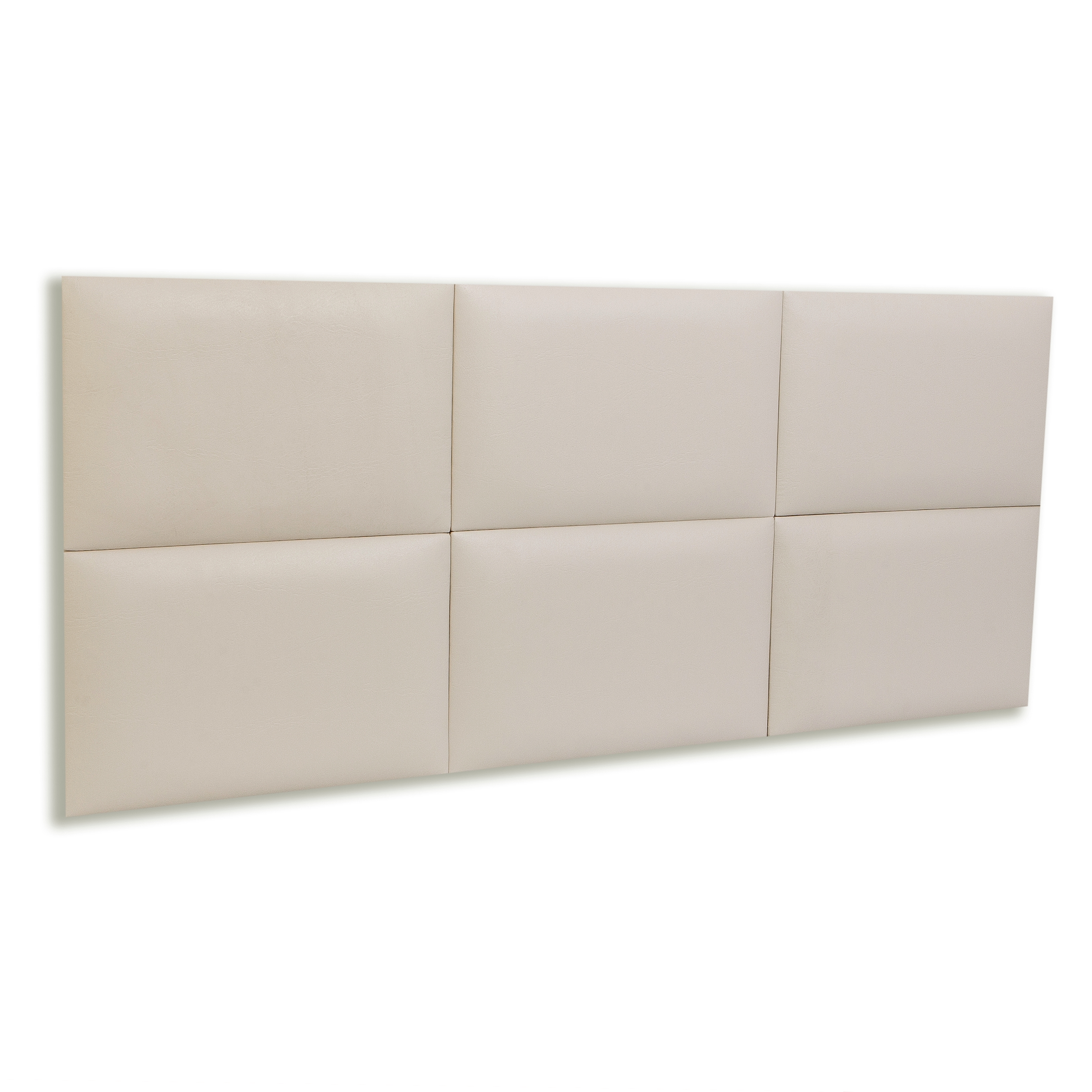 Cabeceira Casal Estofada Para Cama Box Kit 6 Placas Adesivas - Modelo Retangular Courino Off White
