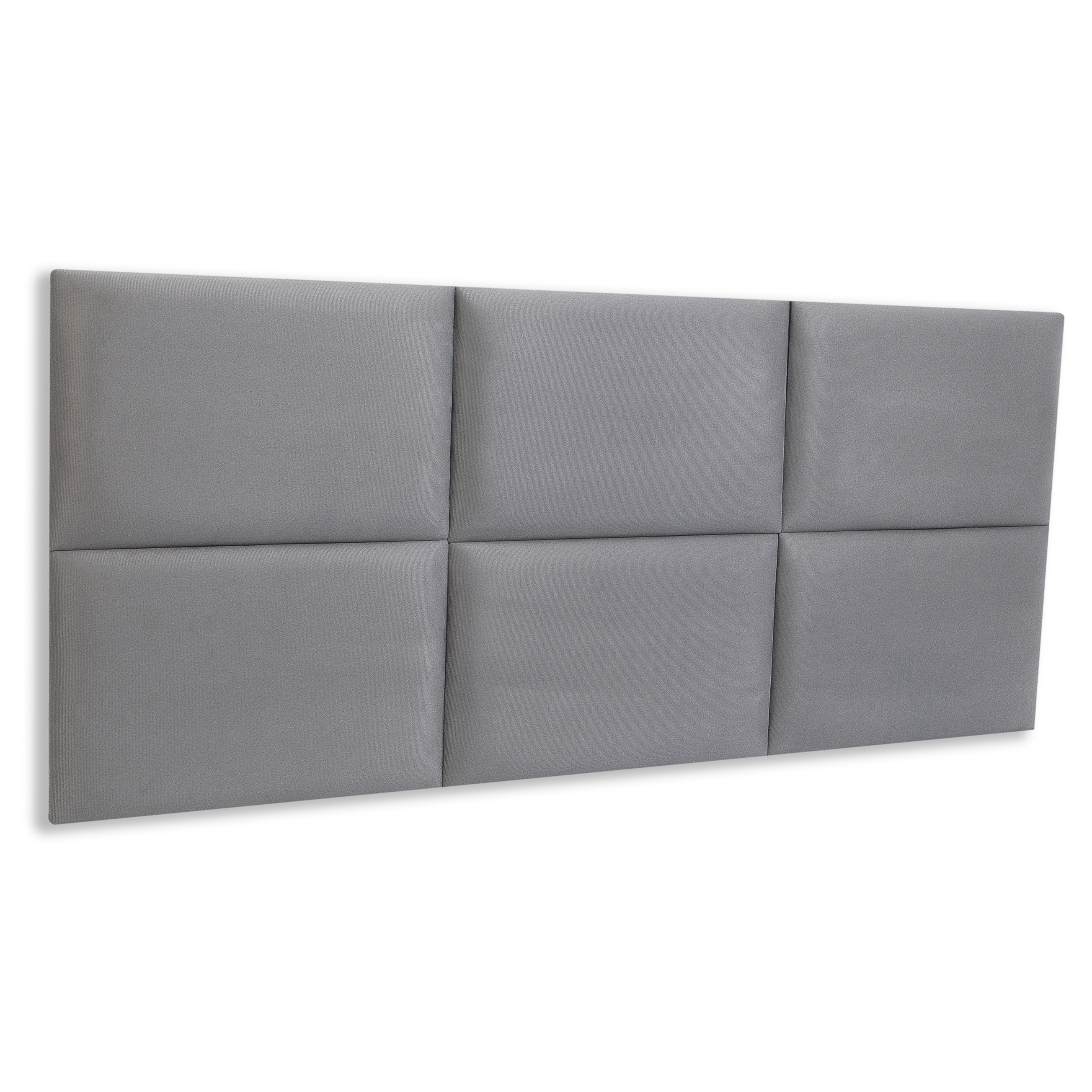 Cabeceira Casal Estofada Para Cama Box Kit 6 Placas Adesivas - Modelo Retangular Suede Cinza