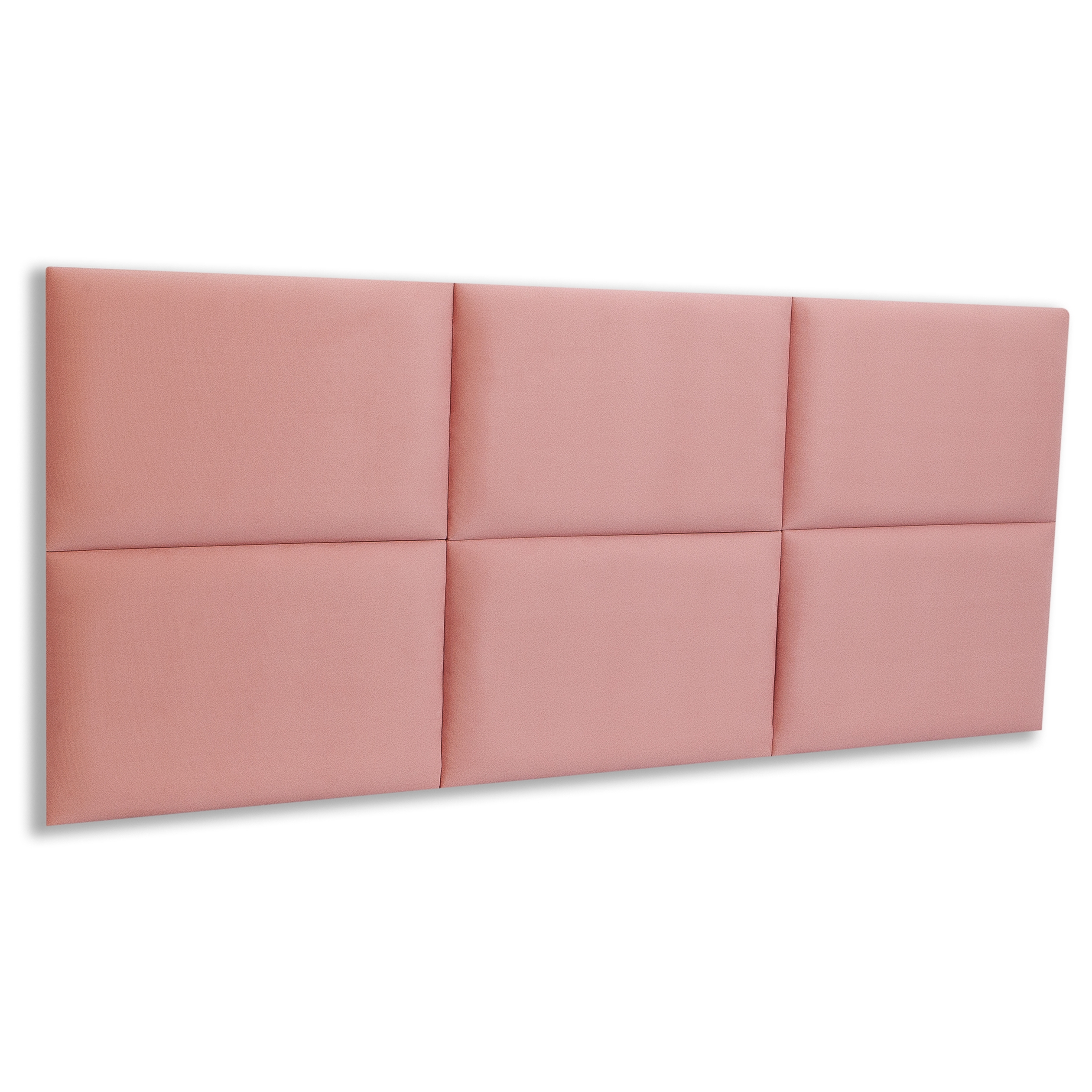 Cabeceira Casal Estofada Para Cama Box Kit 6 Placas Adesivas - Modelo Retangular Veludo Rosê