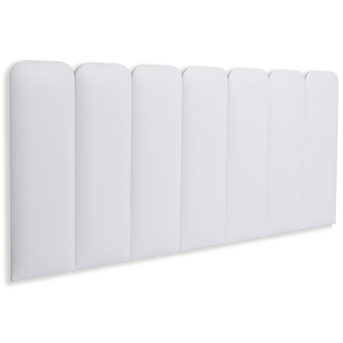 Cabeceira Casal Estofada Para Cama Box Kit 7 Placas Adesivas - Modelo Arredondada Courino Branco