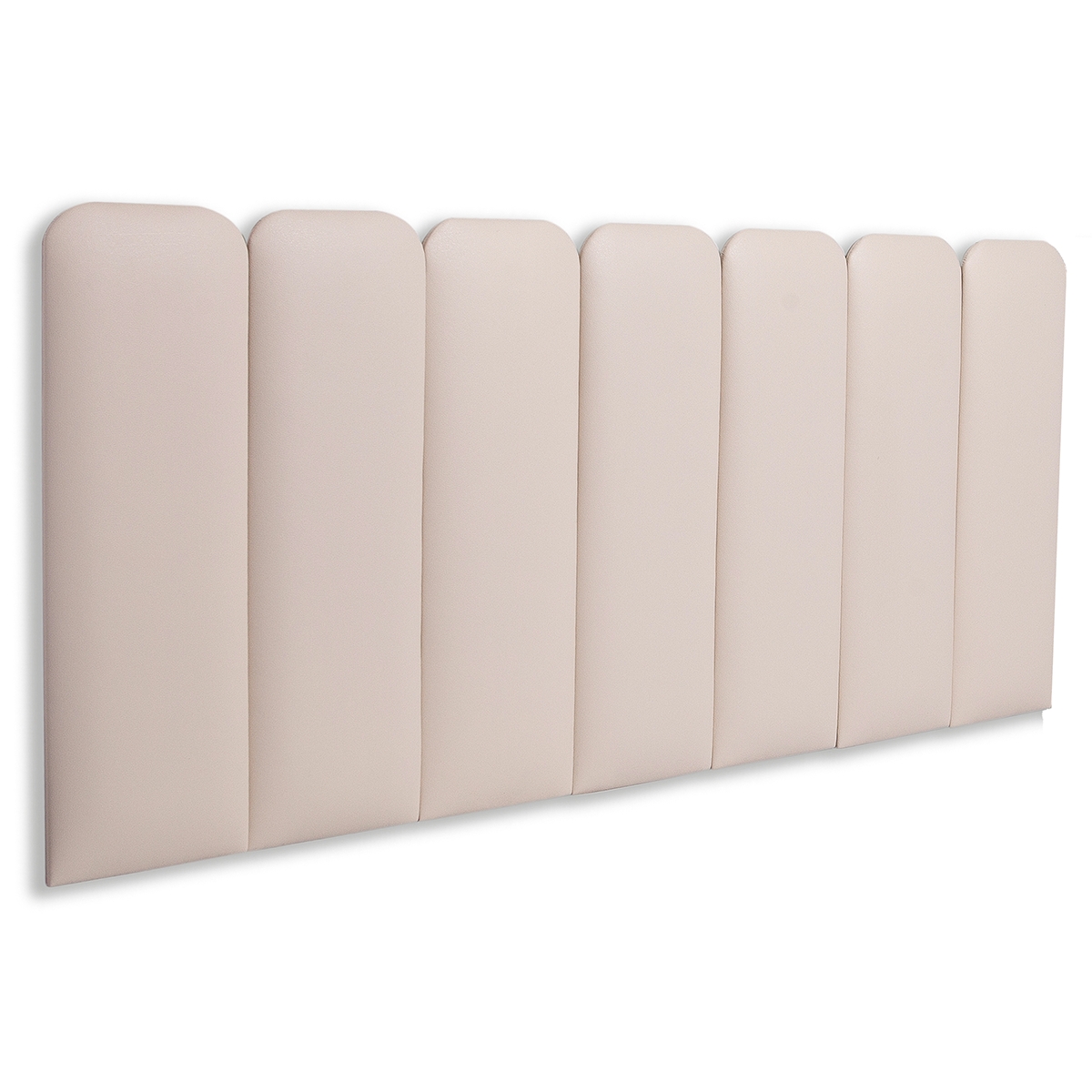 Cabeceira Casal Estofada Para Cama Box Kit 7 Placas Adesivas - Modelo Arredondada Courino Off White