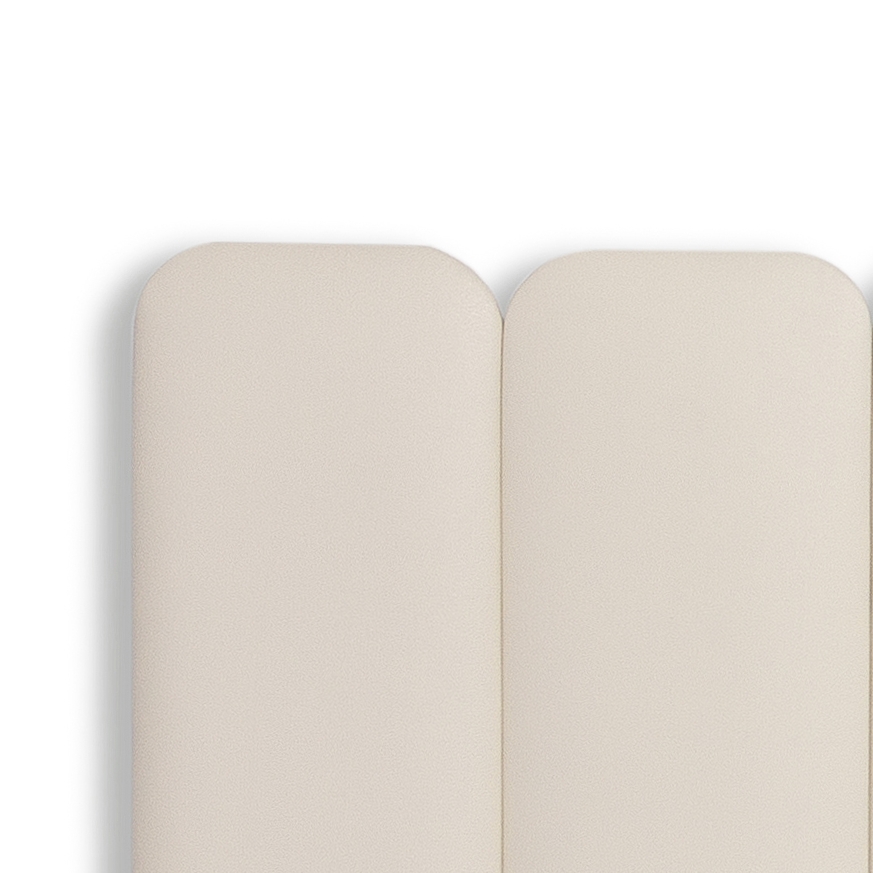 Cabeceira Casal Estofada Para Cama Box Kit 7 Placas Adesivas - Modelo Arredondada Courino Off White