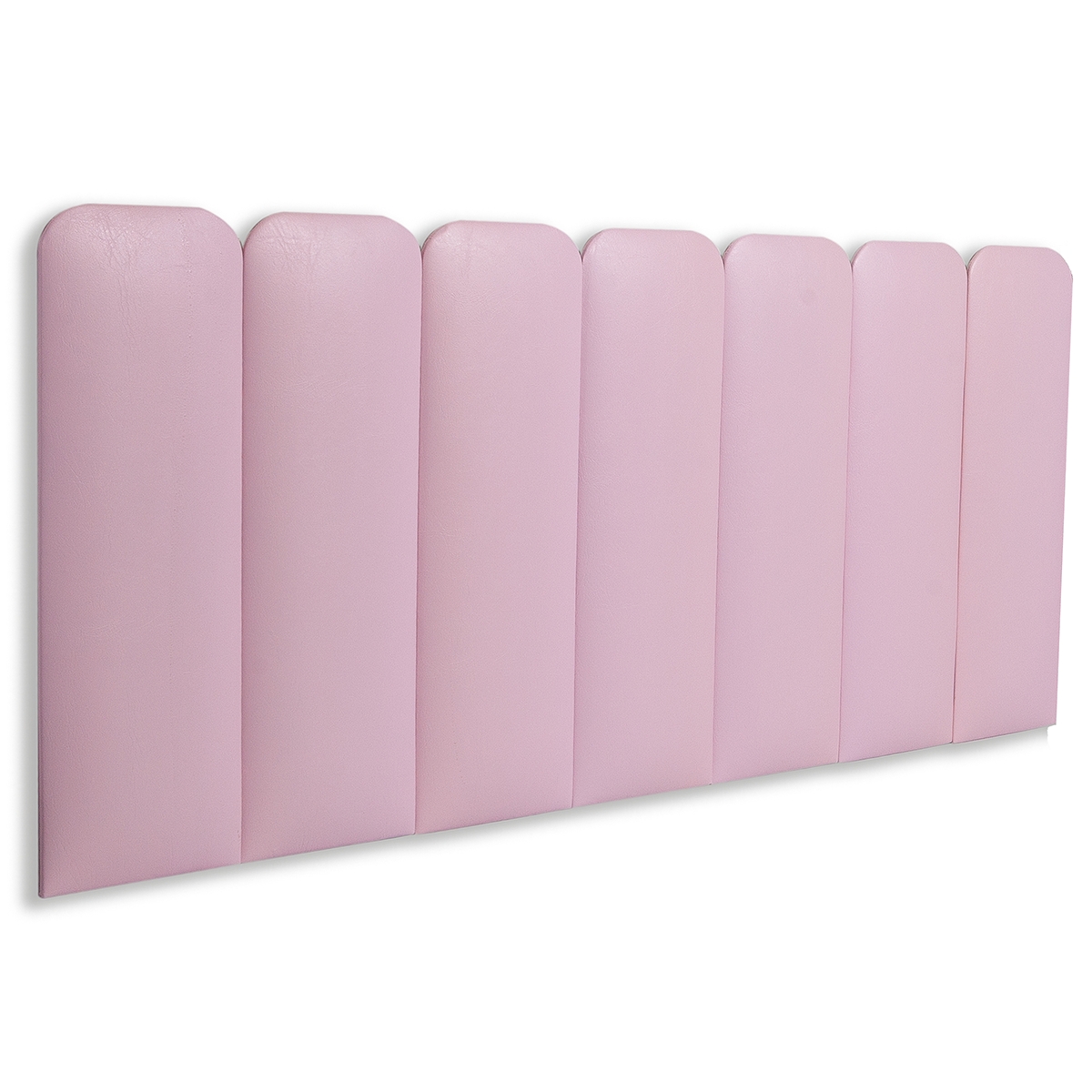 Cabeceira Casal Estofada Para Cama Box Kit 7 Placas Adesivas - Modelo Arredondada Courino Rosa