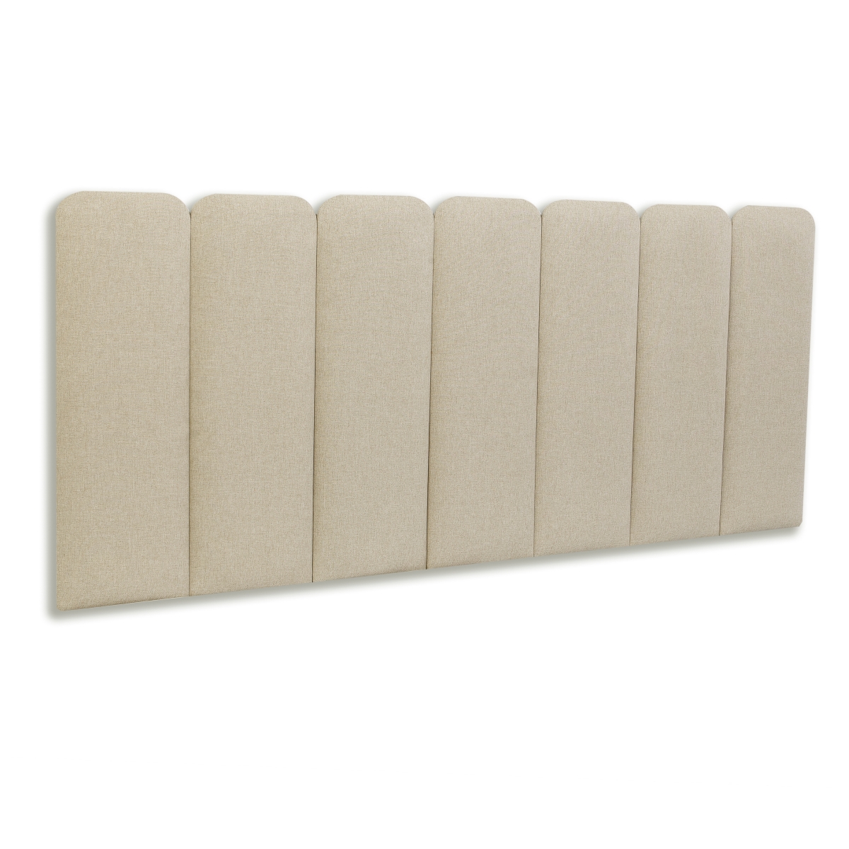 Cabeceira Casal Estofada Para Cama Box Kit 7 Placas Adesivas - Modelo Arredondada Linho Cru
