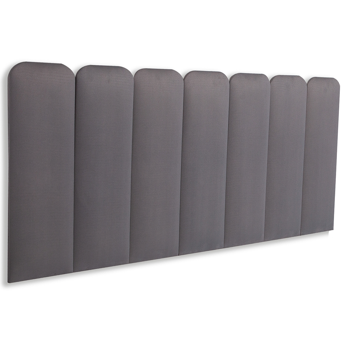 Cabeceira Casal Estofada Para Cama Box Kit 7 Placas Adesivas - Modelo Arredondada Suede Cinza