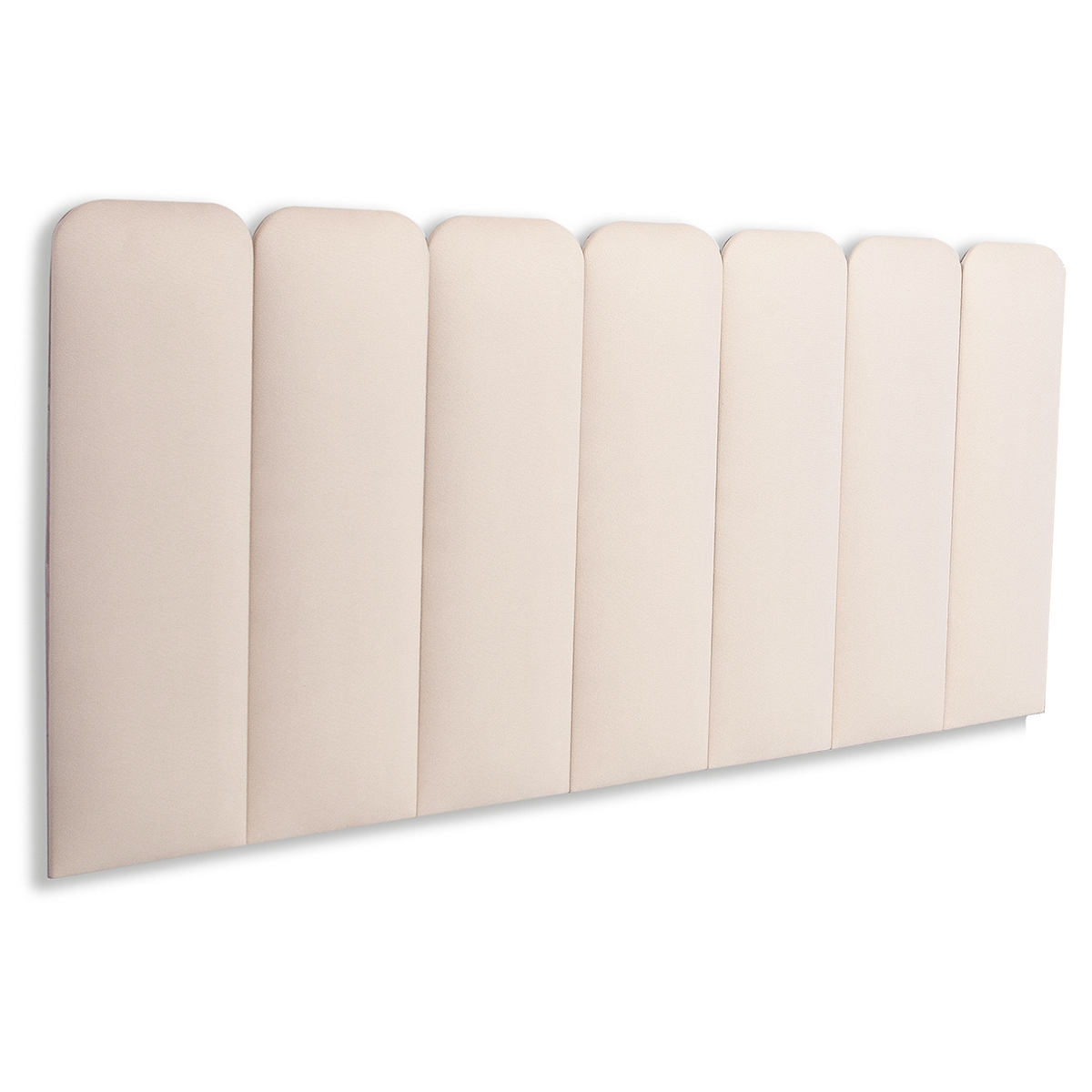 Cabeceira Casal Estofada Para Cama Box Kit 7 Placas Adesivas - Modelo Arredondada Suede Off White