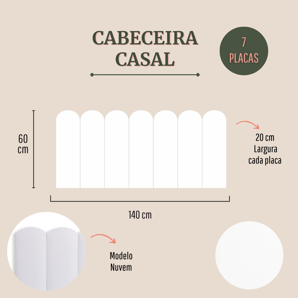 Cabeceira Casal Estofada Para Cama Box Kit 7 Placas Adesivas - Modelo Nuvem Courino Branco