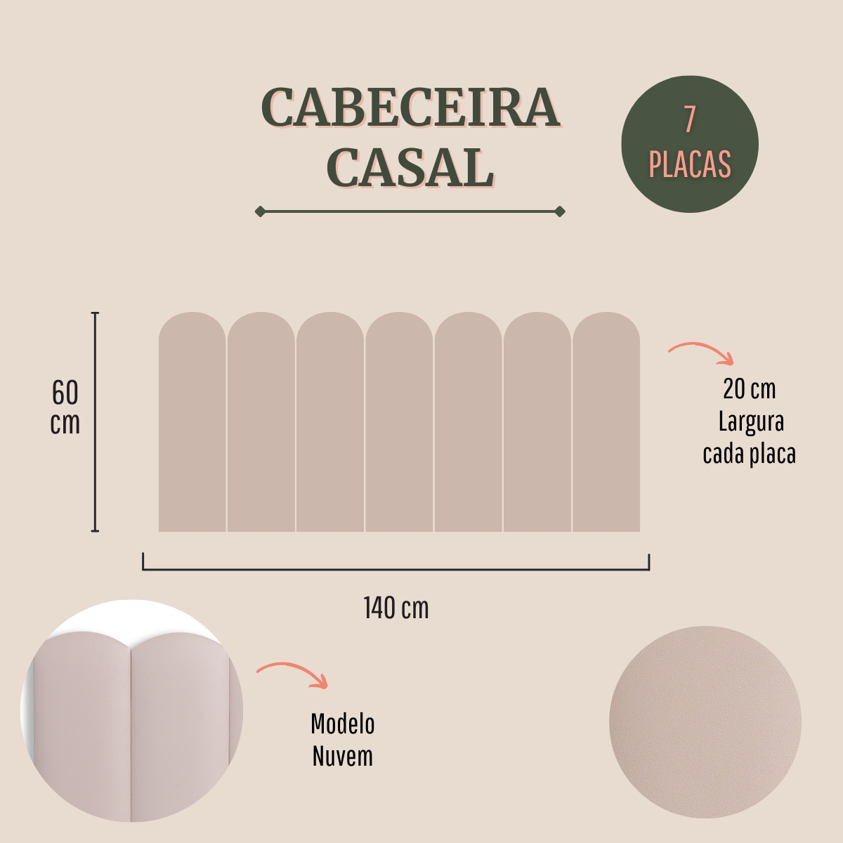 Cabeceira Casal Estofada Para Cama Box Kit 7 Placas Adesivas - Modelo Nuvem Courino Off White