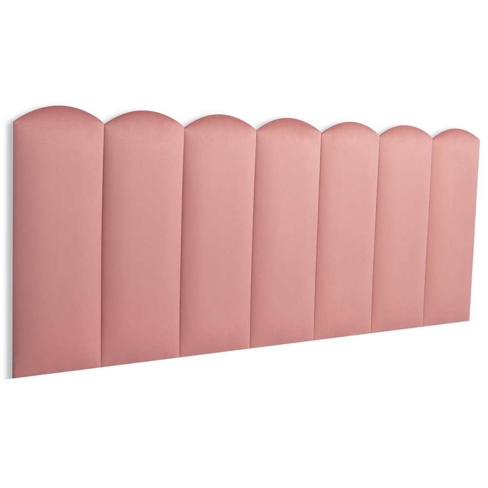 Cabeceira Casal Estofada Para Cama Box Kit 7 Placas Adesivas - Modelo Nuvem Veludo Rosê