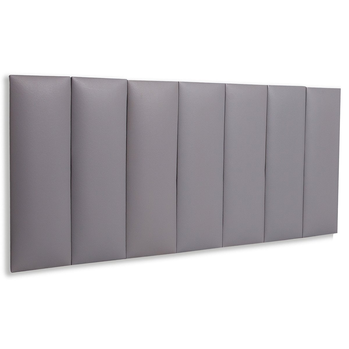 Cabeceira Casal Estofada Para Cama Box Kit 7 Placas Adesivas - Modelo Reta Courino Cinza