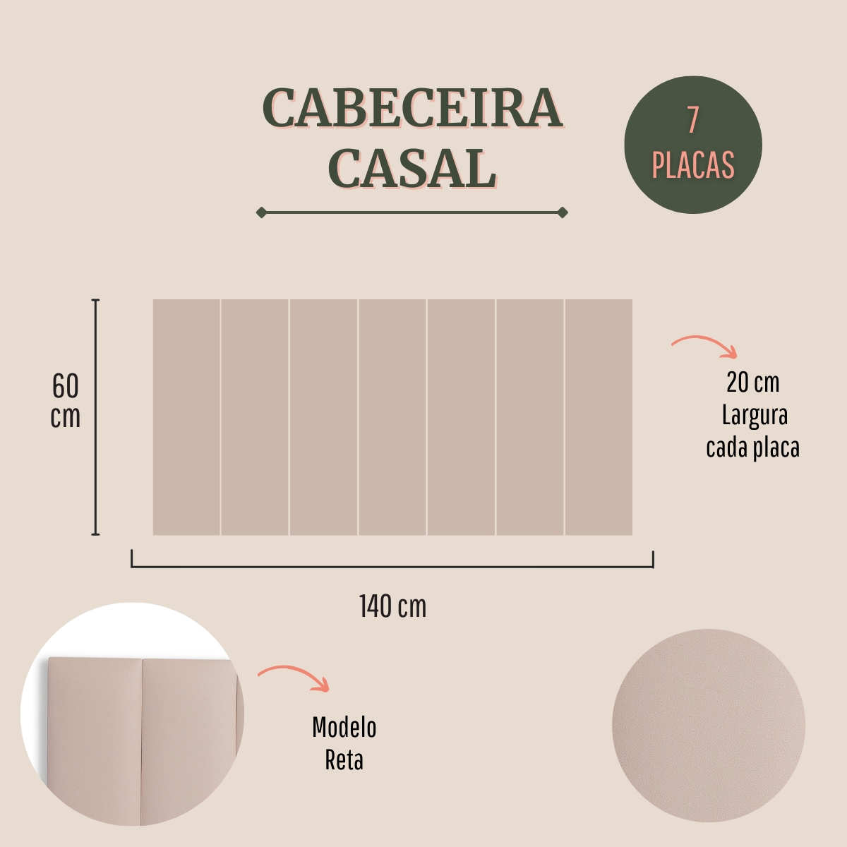 Cabeceira Casal Estofada Para Cama Box Kit 7 Placas Adesivas - Modelo Reta Courino Off White