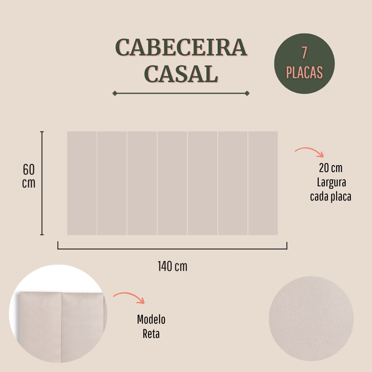 Cabeceira Casal Estofada Para Cama Box Kit 7 Placas Adesivas - Modelo Reta Suede Off White