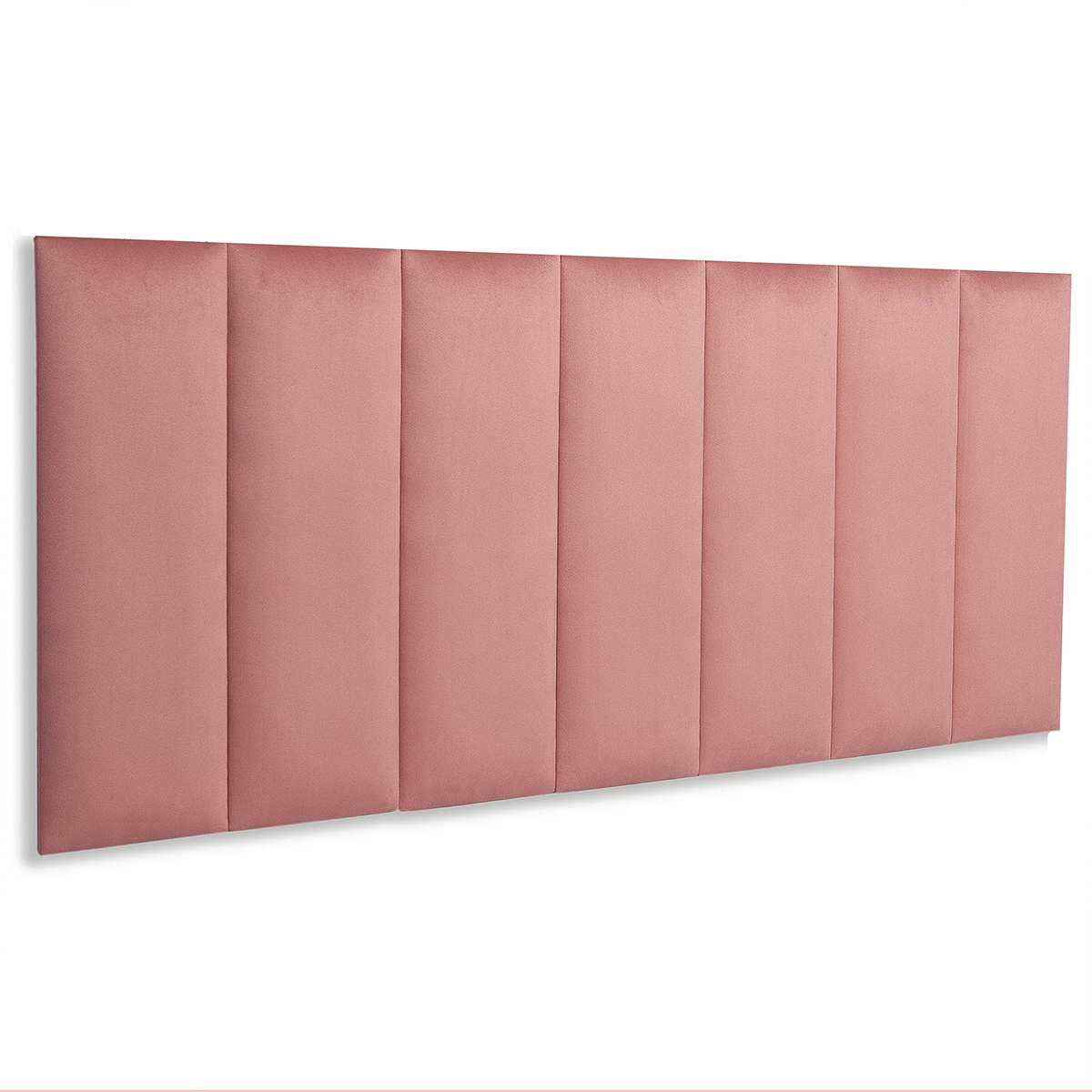 Cabeceira Casal Estofada Para Cama Box Kit 7 Placas Adesivas - Modelo Reta Veludo Rosê
